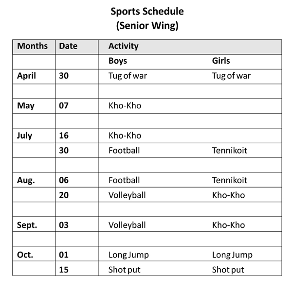 activity schedule